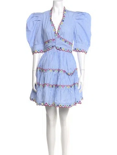 Pre-owned Celia B Striped Mini Dress In Blue