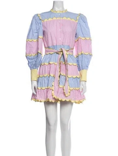 Pre-owned Celia B Striped Mini Dress In Blue