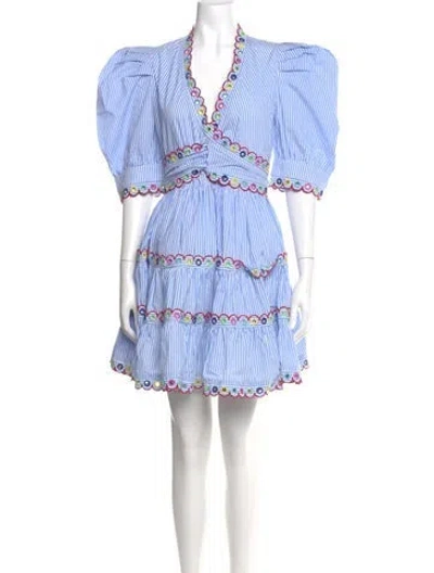 Pre-owned Celia B Striped Mini Dress In Blue