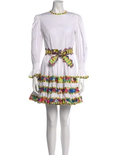 Pre-owned Celia B Striped Mini Dress In White