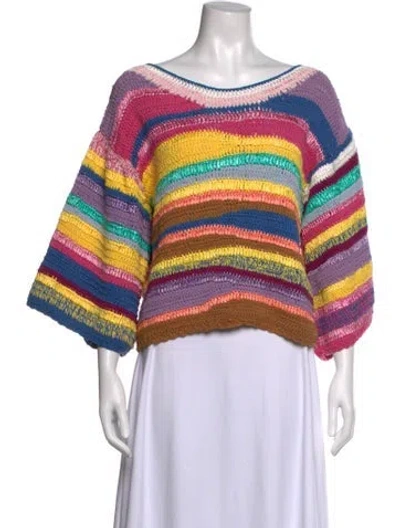 Pre-owned Celia B Striped Scoop Neck Sweater In Multi