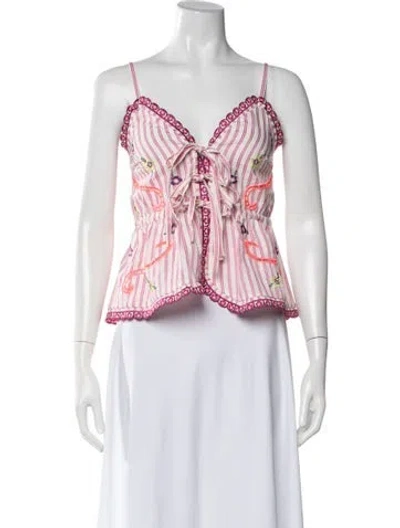 Pre-owned Celia B Striped V-neck Top In Multicolor