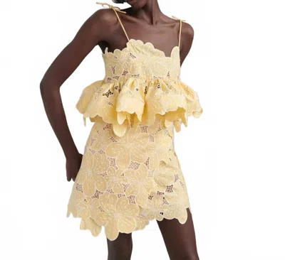 Celia B Tava Floral Lace Skirt In Yellow