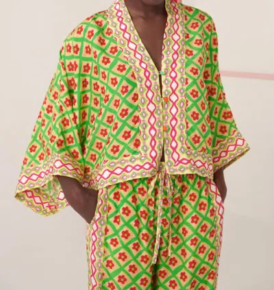 CELIA B TENERIFE TOP IN GREEN MULTI