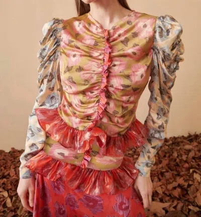 Celia B Thrill Long Sleeve Top In Beige Multi