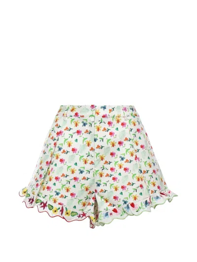 Celia B Vela Floral-print Scalloped-hem Shorts In Multi