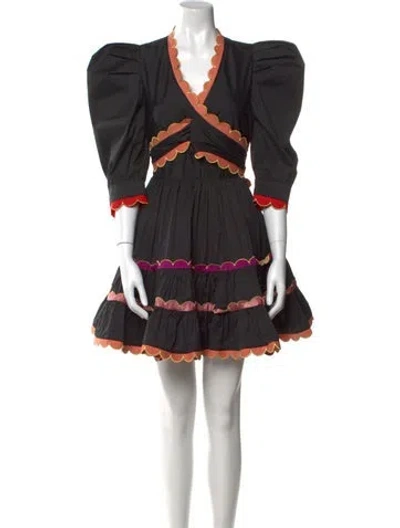 Pre-owned Celia B V-neck Knee-length Dress In Black