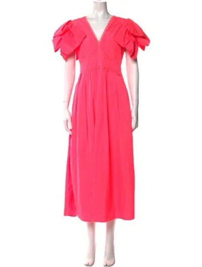 Pre-owned Celia B V-neck Long Dress In Pink