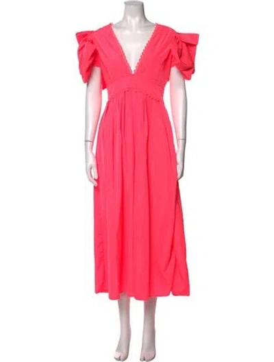 Pre-owned Celia B V-neck Midi Length Dress In Pink