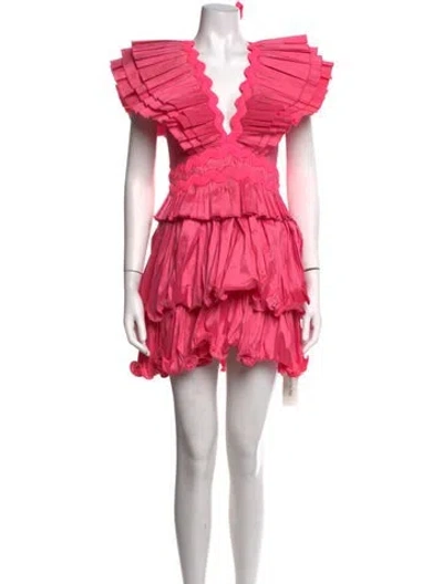 Pre-owned Celia B V-neck Mini Dress In Pink