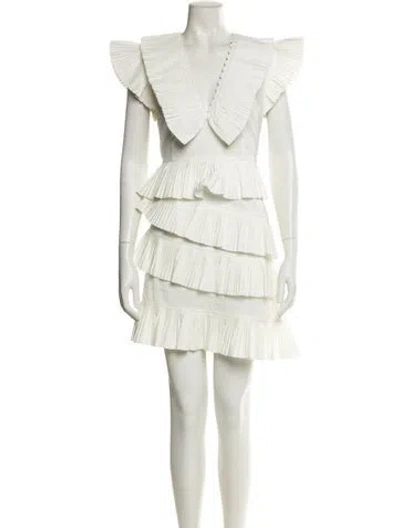 Pre-owned Celia B V-neck Mini Dress In White
