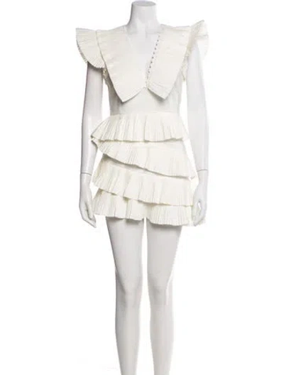 Pre-owned Celia B V-neck Mini Dress In White