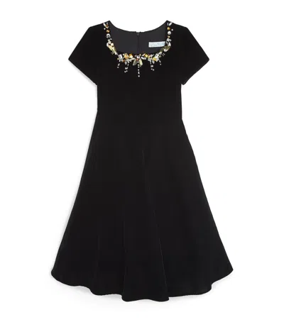 Celia Kritharioti Kids' Velvet Embellished Dress In Black