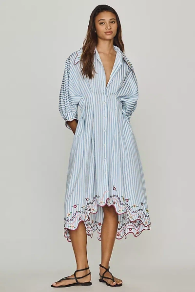 Celiab Caju Short Sleeve Shirt Dress In Blue