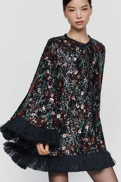 Celiab Iita Fringe Swing Dress In Black