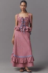 Celiab Sofia Peplum Linen Cotton Midi Dress In Pink