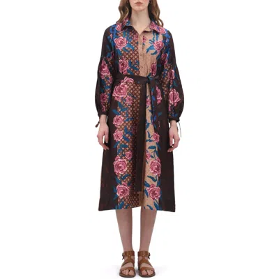 Celina Moon Alicia Long Sleeve Midi Shirtdress In Multi
