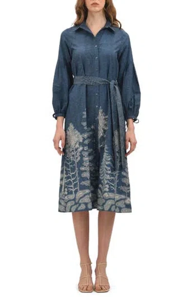 Celina Moon Alicia Midi Shirtdress In Blue