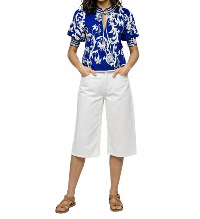 Celina Moon Carnelia Short Sleeve Top In Blue/white