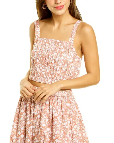 Celina Moon Cropped Tank In Brown-flor-whiteflowers
