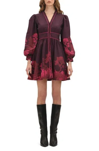 Celina Moon Dusky Long Sleeve Minidress In Red
