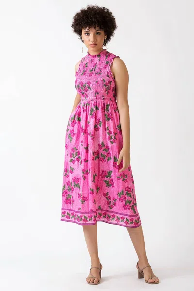 Celina Moon Harmony Midi Dress In Pink Blossoms In Multi