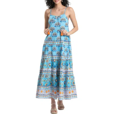 Celina Moon Harriet Sleeveless Maxi Dress In Blue