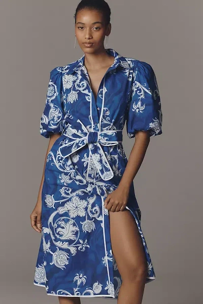 Celina Moon Janeli-sky Cotton Midi Dress In Blue