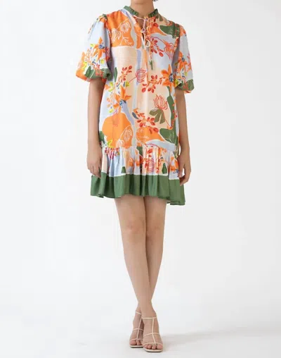 Celina Moon Jules Tier Mini Dress In Peach Foliage In Multi