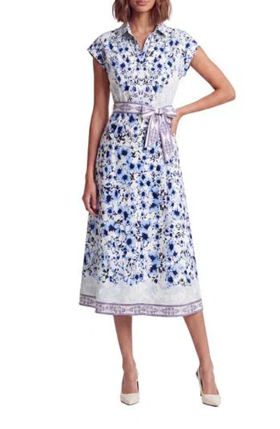 Celina Moon Kira Tie Waist Midi Dress In Blue