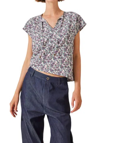 Celina Moon Lavender Ruffle Blouse In Gray