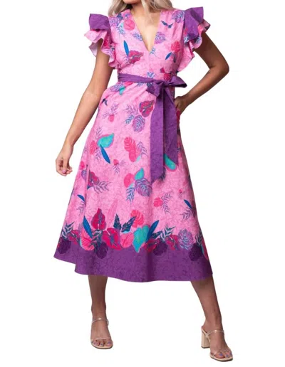 Celina Moon Meaghan Midi Dress In Pink Haze In Purple