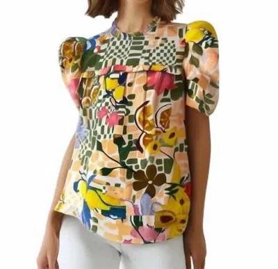 Celina Moon Mosaic Poplin Top In Multi
