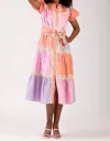 Celina Moon Pipa Midi Dress In Multi Peach Purple In Multi