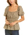 Celina Moon Puff Sleeve Blouse In Green