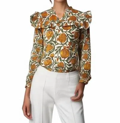 Celina Moon Ruffle Blouse In Golden Pomegranate In Multi