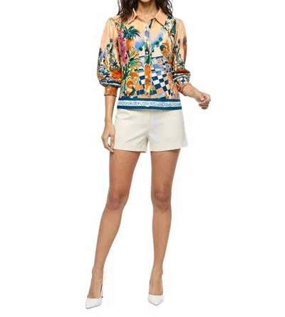 Celina Moon Sharona Puff Sleeve Shirt In Multicolor