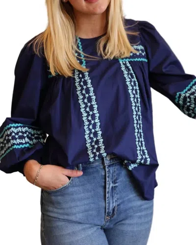 Celina Moon Shea Peasant Blouse In Blue Azure