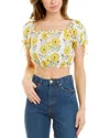 Celina Moon Short Sleeve Crop Top In Blue
