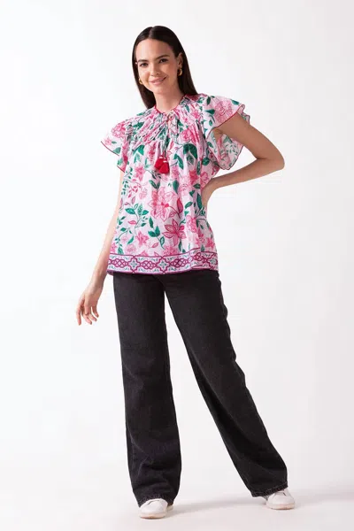 Celina Moon Soraya Top In Pink Medina In Multi