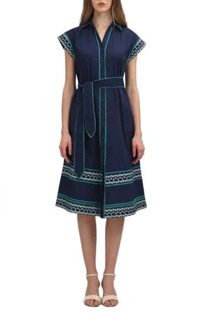 Celina Moon Thalia Midi Shirtdress In Blue
