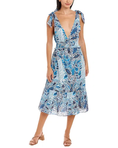 Celina Moon Tie-shoulder Midi Dress In Blue