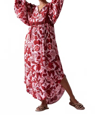Celina Moon Zineb Maxi Kaftan Dress In Red Rabella In Multi