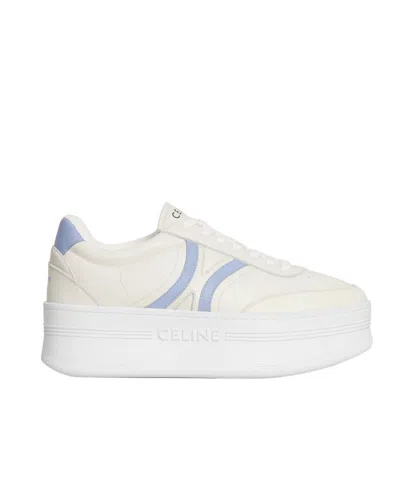 Celine - Block Sneakers With Back Triomphe And Wedge Outsole In Calfskin In White