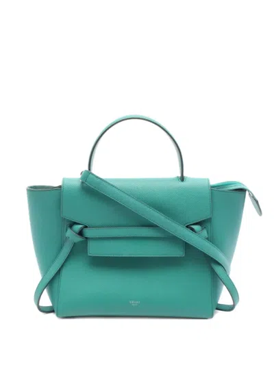 Pre-owned Celine 00's Micro Belt Tote Bag In Green