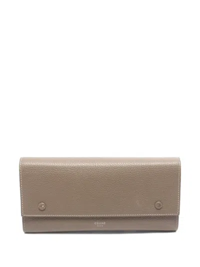 Pre-owned Celine 00s Bi-fold Flap Wallet In Gray