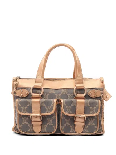 Pre-owned Celine 00s Macadam Buckle-detail Tote Bag In Blue