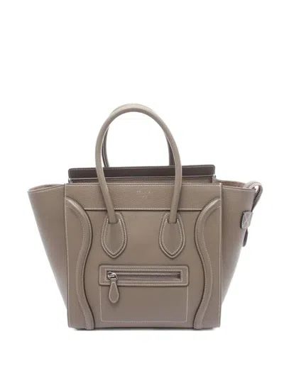Pre-owned Celine 00s Micro Luggage Leather Handbag In Brown
