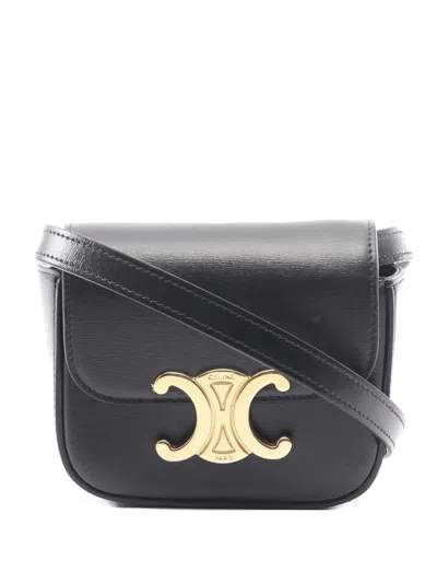 Pre-owned Celine 00s Mini Claude Triomphe-detail Cross-body Bag In Black