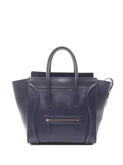 Pre-owned Celine 00s Mini Luggage Leather Handbag In Blue